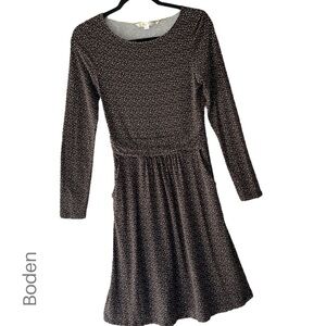 BODEN | NWOT ABIGAIL BLACK CONFETTI DOT DRESS LONG SLEEVE POCKETS | 4 REGULAR